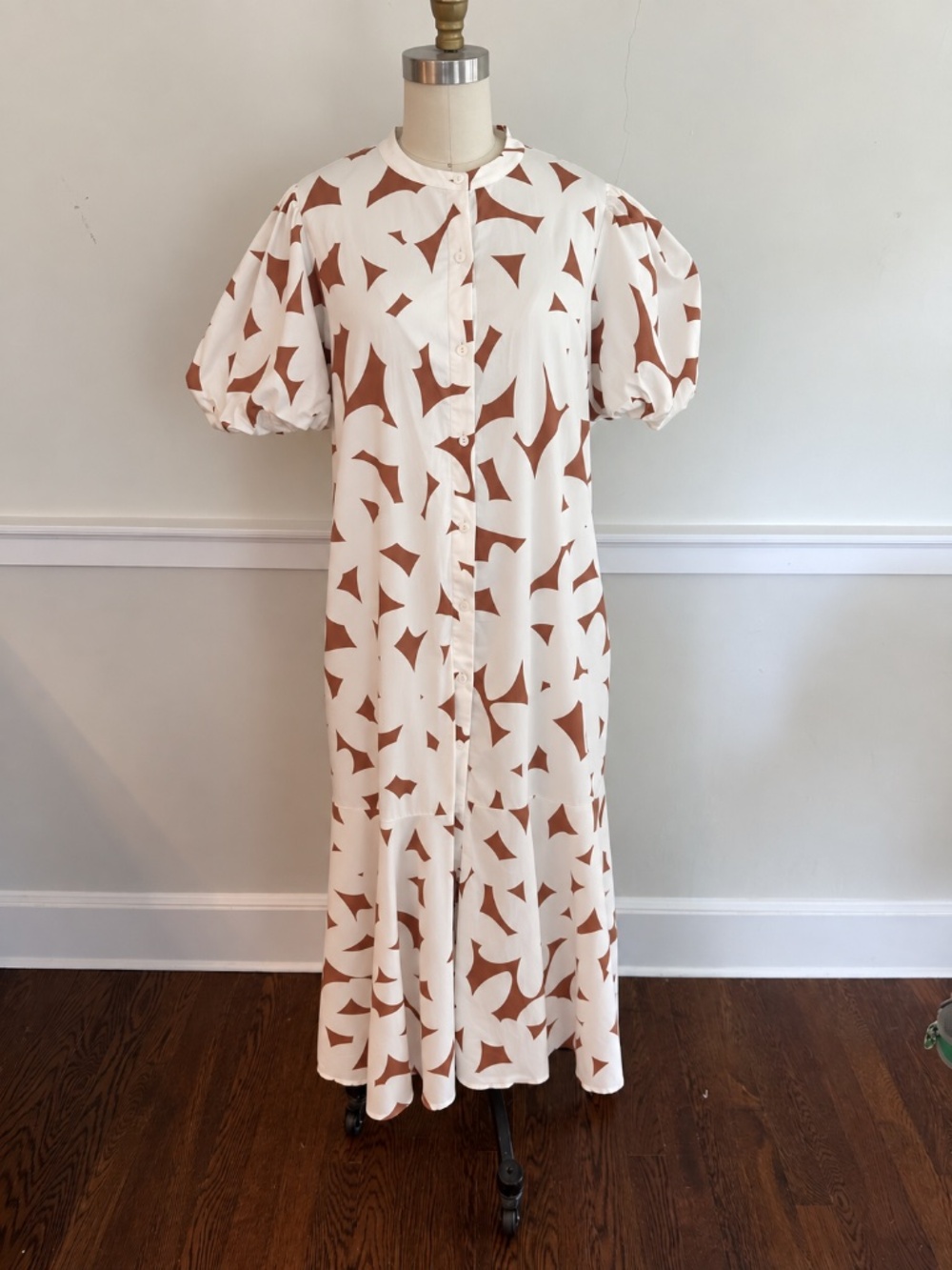 Tuckernuck Lewis Dress Honey Petal Abstract Print Puff Sleeve Maxi L
